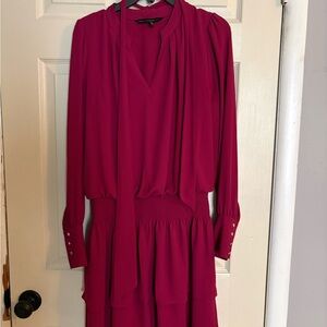 WHBM Tiered Chiron Burgundy Dress size Medium
